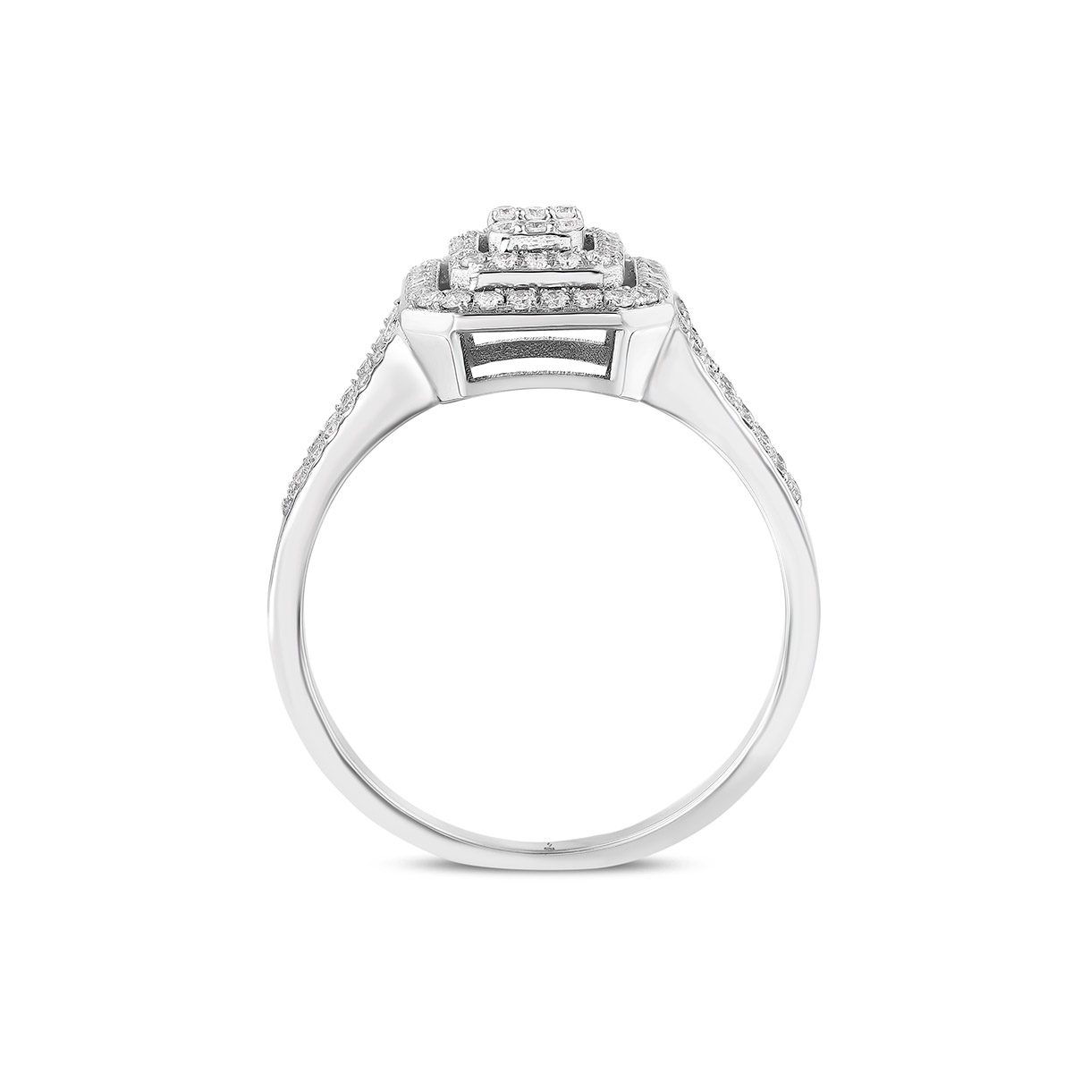 0,43 Karat Kolları Taşlı Pırlantalı Baget Yüzük