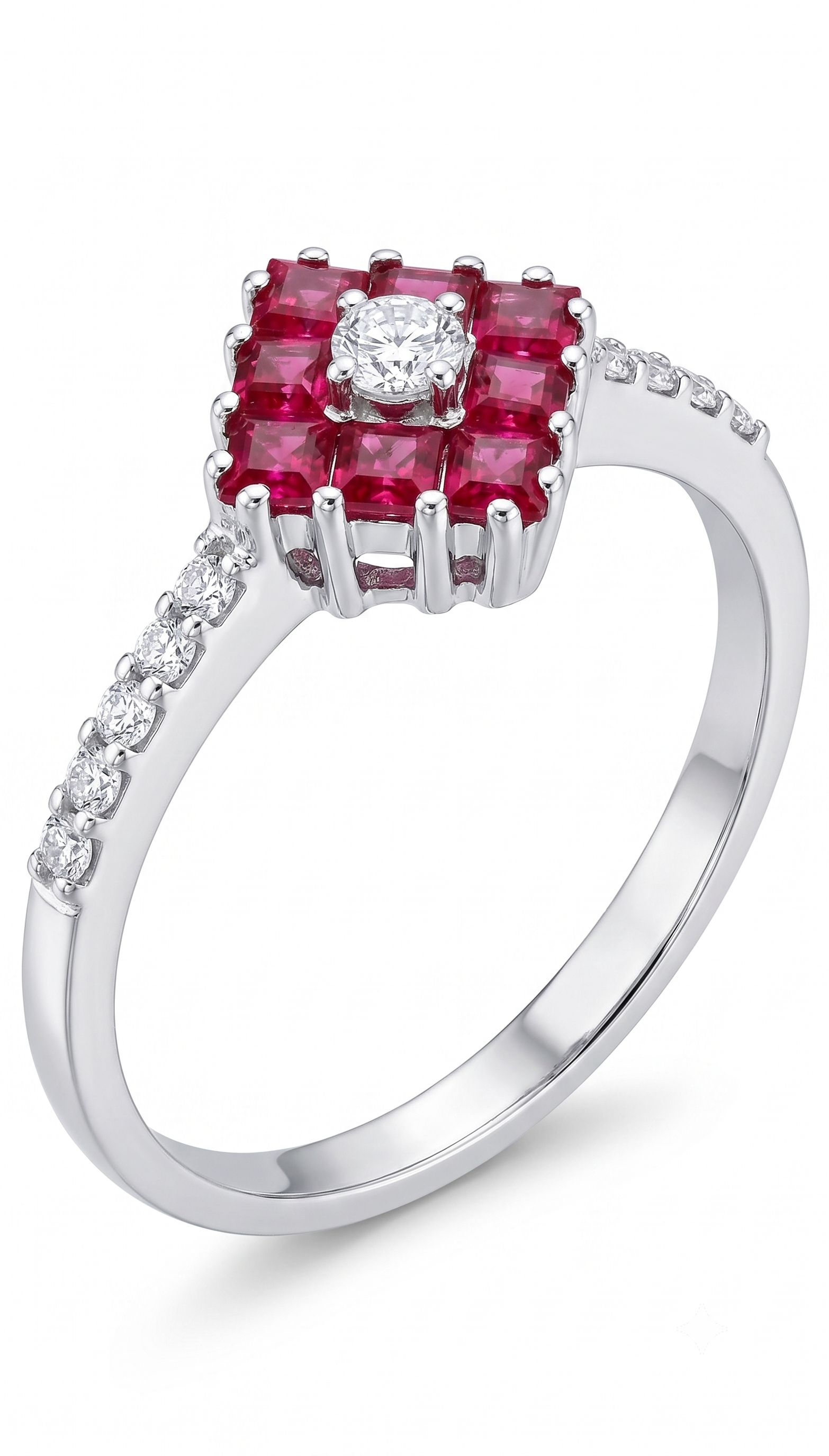 0,59 Karat Pırlantalı Ruby Renkli Yüzük
