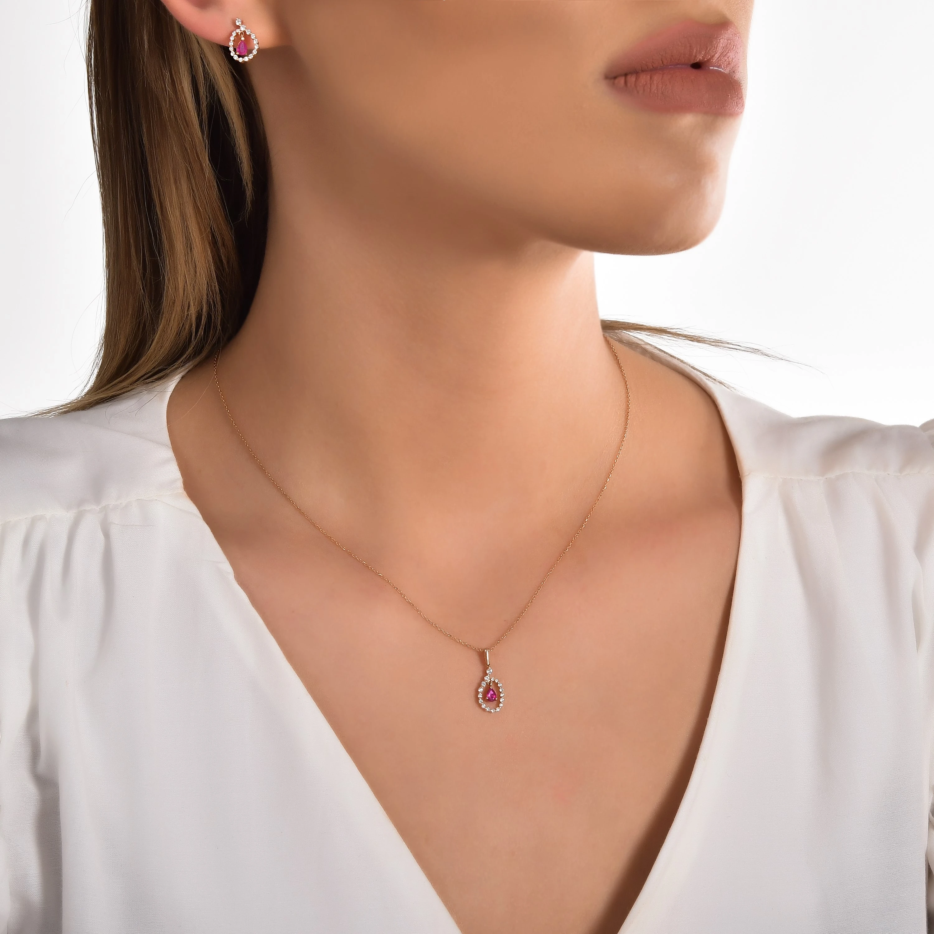 0,35 Karat Pırlantalı Renkli Taşlı Mini Set