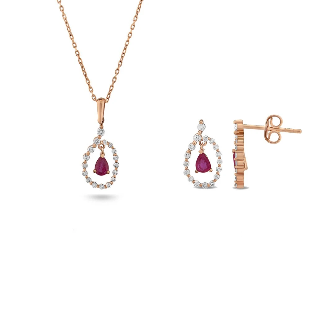 0,35 Karat Pırlantalı Renkli Taşlı Mini Set